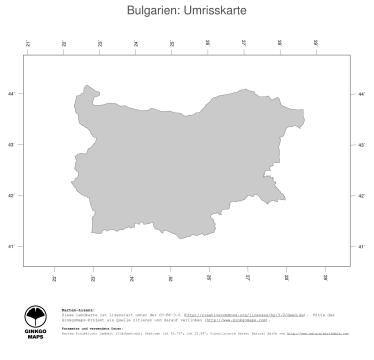 Karte: Landkarte Bulgarien (Politische Staatsgrenzen)