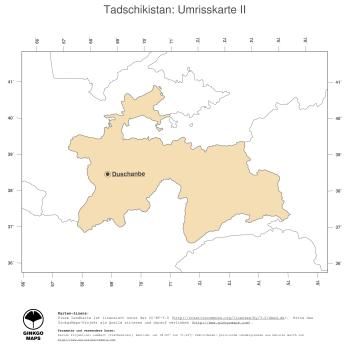Karte: Landkarte Tadschikistan (Politische Staatsgrenzen und Hauptstadt)