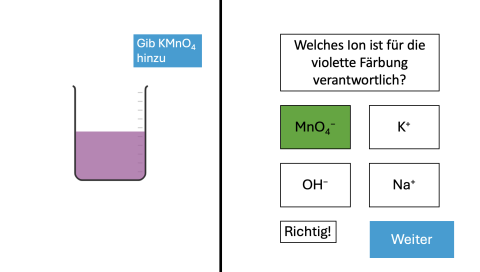Simulation: Redoxreaktion anhand des Traubenzuckerlollis in Kaliumpermanganatlösung