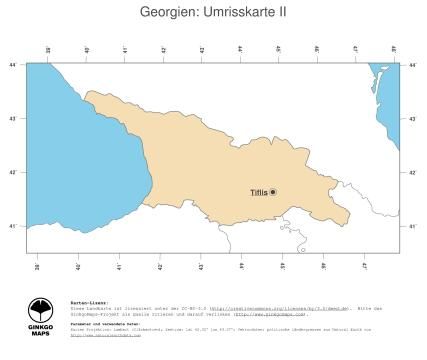 Karte: Landkarte Georgien (Politische Staatsgrenzen und Hauptstadt)