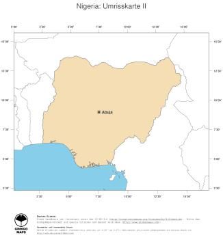 Karte: Landkarte Nigeria (Politische Staatsgrenzen und Hauptstadt)