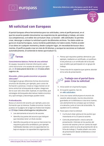 Arbeitsblatt: Mi solicitud con Europass