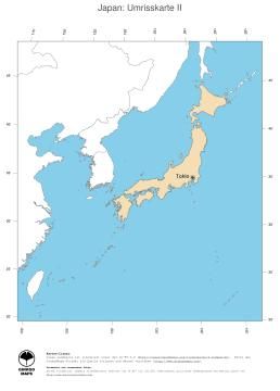 Karte: Landkarte Japan (Politische Staatsgrenzen und Hauptstadt)