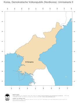 Karte: Landkarte Nordkorea (Politische Staatsgrenzen und Hauptstadt)