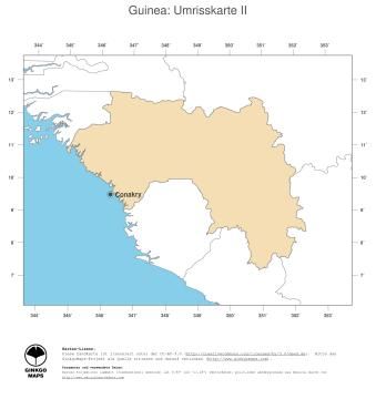 Karte: Landkarte Guinea (Politische Staatsgrenzen und Hauptstadt)