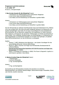 Unterrichtsbaustein: 1, 2 oder 3? Klimagerechtigkeit | Fragenpool und Informationen