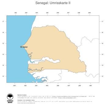 Karte: Landkarte Senegal (Politische Staatsgrenzen und Hauptstadt)