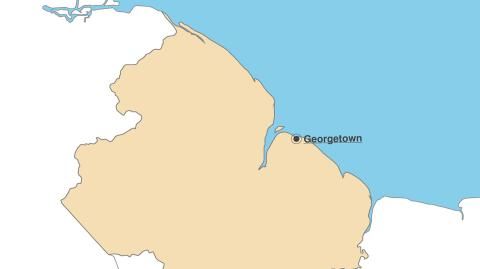 Karte: Landkarte Guyana (Politische Staatsgrenzen und Hauptstadt)