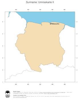 Karte: Landkarte Suriname (Politische Staatsgrenzen und Hauptstadt)