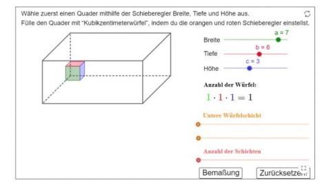 Interaktion: Volumen eines Quaders