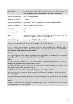 Unterrichtsbaustein: Projekt Wartung und Instandhaltung (ZIP-Datei)