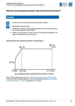 Arbeitsblatt: Modul 2 | Arbeitsblatt 3 "Welchen Gerechtigkeitsprinzipien folgt die Einkommenssteuer?"