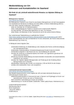 Text: Medienbildung vor Ort: Linktipps, Adressen, Kontaktstellen für das Saarland (odt)