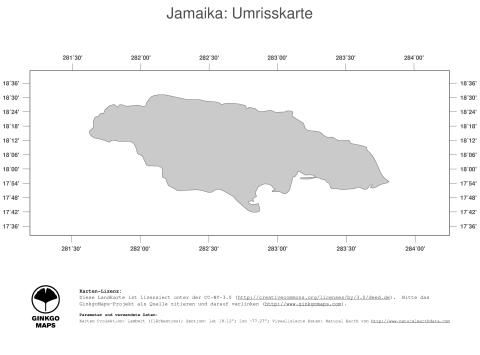 Karte: Landkarte Jamaika (Politische Staatsgrenzen)