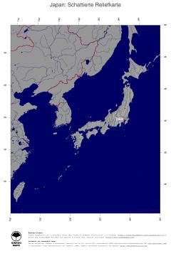 Karte: Landkarte Japan (Staatsgrenzen und Hauptstadt): schattiertes Relief