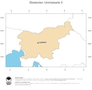 Karte: Landkarte Slowenien (Politische Staatsgrenzen und Hauptstadt)
