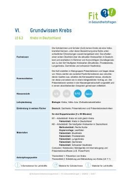 Unterrichtsbaustein: Lerneinheit 6.2 "Krebs in Deutschland"