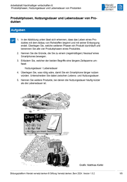 Arbeitsblatt: Modul 13 | Arbeitsblatt 6 "Produktphasen, Nutzungsdauer und Lebensdauer von Produkten"