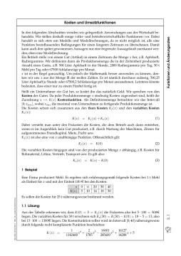 Arbeitsblatt: Kosten und Umsatzfunktionen (pdf)