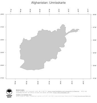 Karte: Landkarte Afghanistan (Politische Staatsgrenzen)