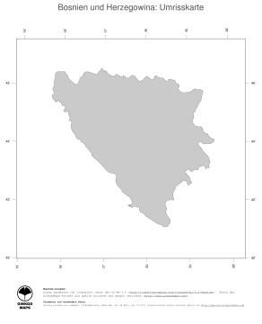 Karte: Landkarte Bosnien und Herzegowina (Politische Staatsgrenzen)