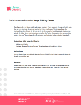 Anleitung: Gedanken sammeln mit dem Design Thinking Canvas