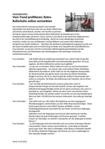 Unterrichtsplanung: LS 7.3 Entwicklung einer Online-Marketing-Kampagne | Einstiegsszenario