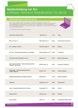 Text: Medienbildung vor Ort: Linktipps, Adressen, Kontaktstellen für Berlin (pdf)