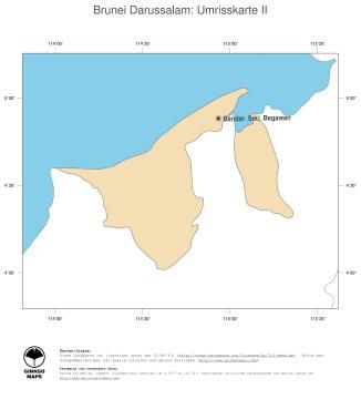 Karte: Landkarte Brunei Darussalam (Politische Staatsgrenzen und Hauptstadt)
