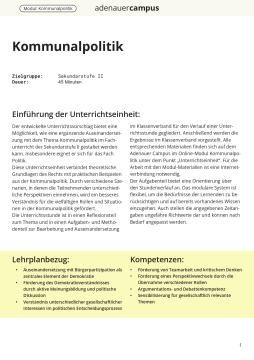 Unterrichtsbaustein: Unterrichtseinheit zum Thema Kommunalpolitik