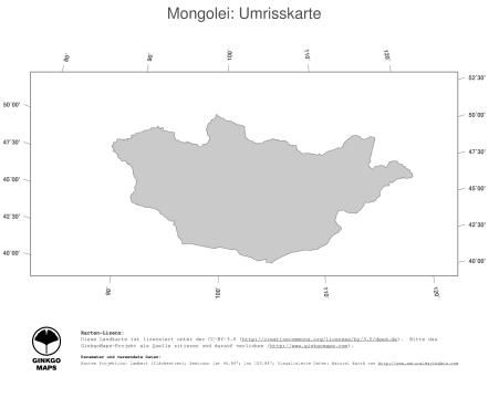 Karte: Landkarte Mongolei (Politische Staatsgrenzen)