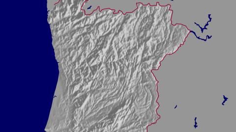 Karte: Landkarte Portugal (Staatsgrenzen und Hauptstadt): schattiertes Relief