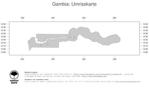 Karte: Landkarte Gambia (Politische Staatsgrenzen)