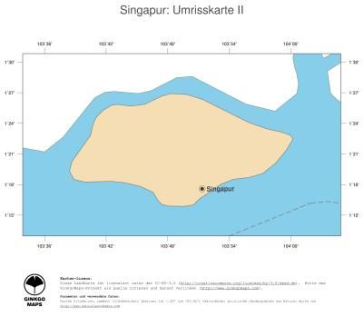 Karte: Landkarte Singapur (Politische Staatsgrenzen und Hauptstadt)