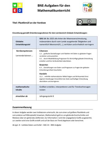 Unterrichtsbaustein: BNE-Aufgaben Mathematik: Plastikmüll an der Nordsee