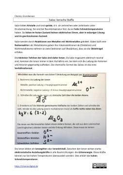Veranschaulichung: Grundwissen: Salze (Ionische Stoffe) (doc)