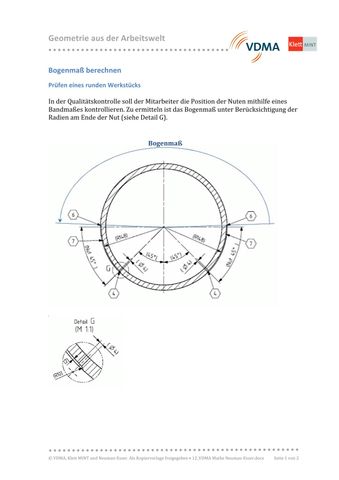 Arbeitsblatt: Bogenmaß berechnen | Prüfen eines runden Werkstücks (DOCX)