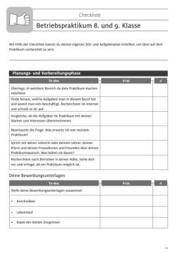 Unterrichtsbaustein: Checklisten für Betriebspraktikum | gesamtes Material