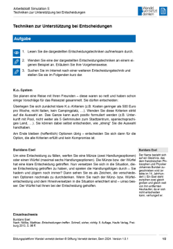 Arbeitsblatt: Modul 14 | Arbeitsblatt 5 "Techniken zur Unterstützung bei Entscheidungen"