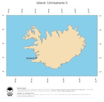 Karte: Landkarte Island (Politische Staatsgrenzen und Hauptstadt)
