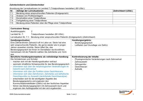 Unterrichtsplanung: Beratung einer anspruchsvollen Patientin