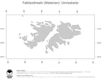 Karte: Landkarte Falklandinseln (Politische Staatsgrenzen)