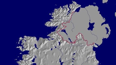 Karte: Landkarte Irland (Staatsgrenzen und Hauptstadt): schattiertes Relief