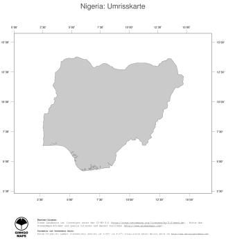 Karte: Landkarte Nigeria (Politische Staatsgrenzen)