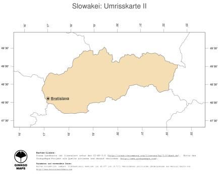 Karte: Landkarte Slowakei (Politische Staatsgrenzen und Hauptstadt)