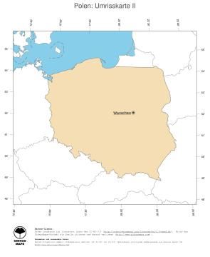 Karte: Landkarte Polen (Politische Staatsgrenzen und Hauptstadt)