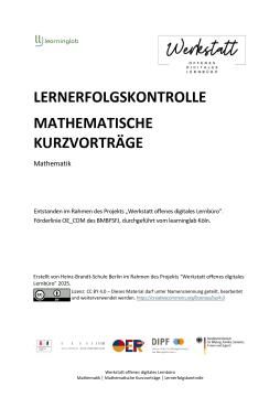 Arbeitsblatt: Mathematische Kurzvorträge: Lernerfolgskontrolle