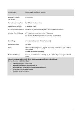 Unterrichtsplanung: Einführung in das Thema Sensorik