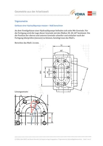 Arbeitsblatt: Trigonometrie | Gehäuse einer Hydraulikpumpe messen (PDF)