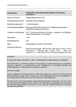 Unterrichtsbaustein: Fehlfunktion eines Start-Stopp-Systems im Fahrzeug (ZIP-Datei)